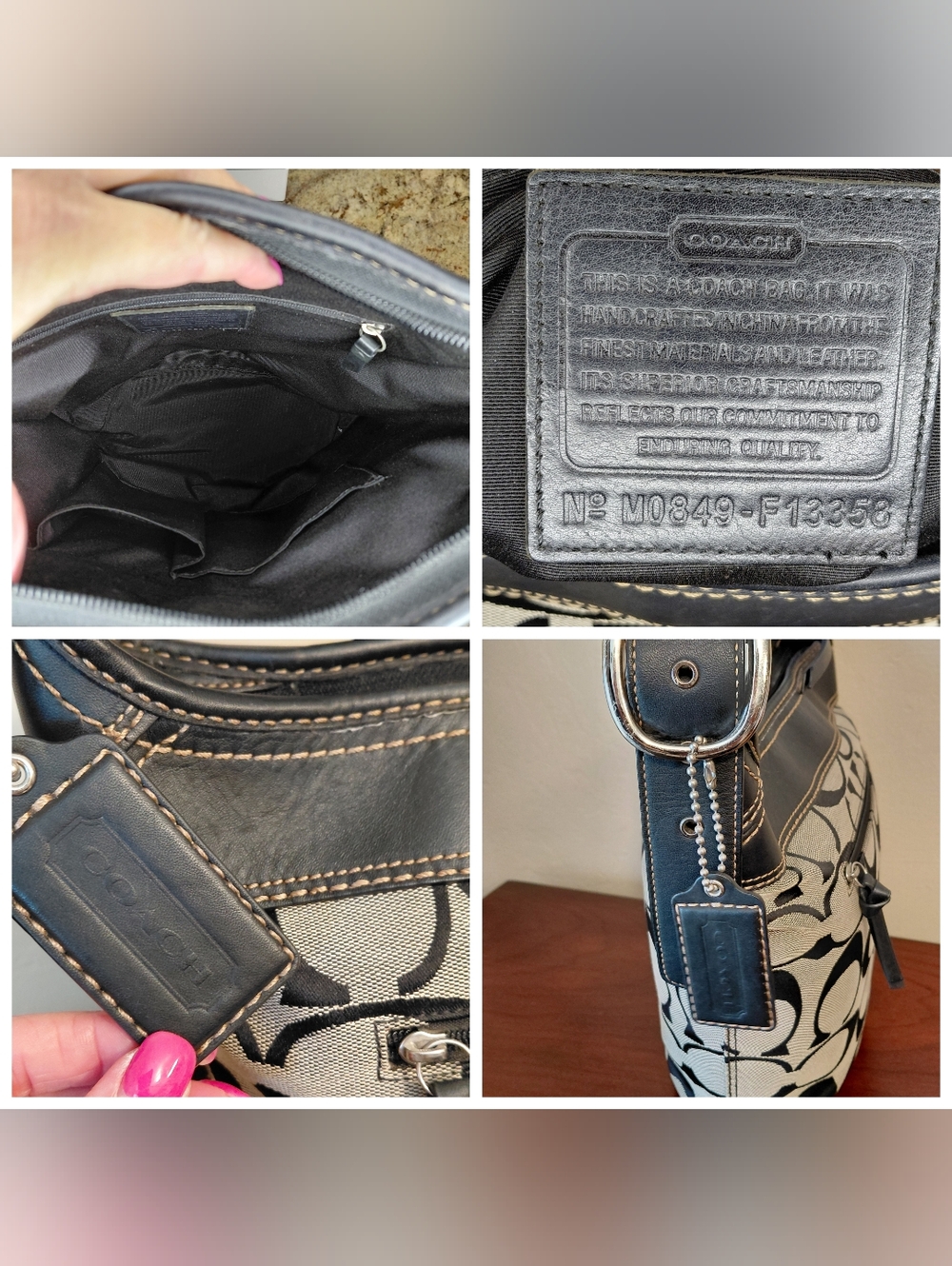 Coach Bleecker Signature Bucket Shoulder Bag, F13358. Black & Gray. - Picture 11 of 13